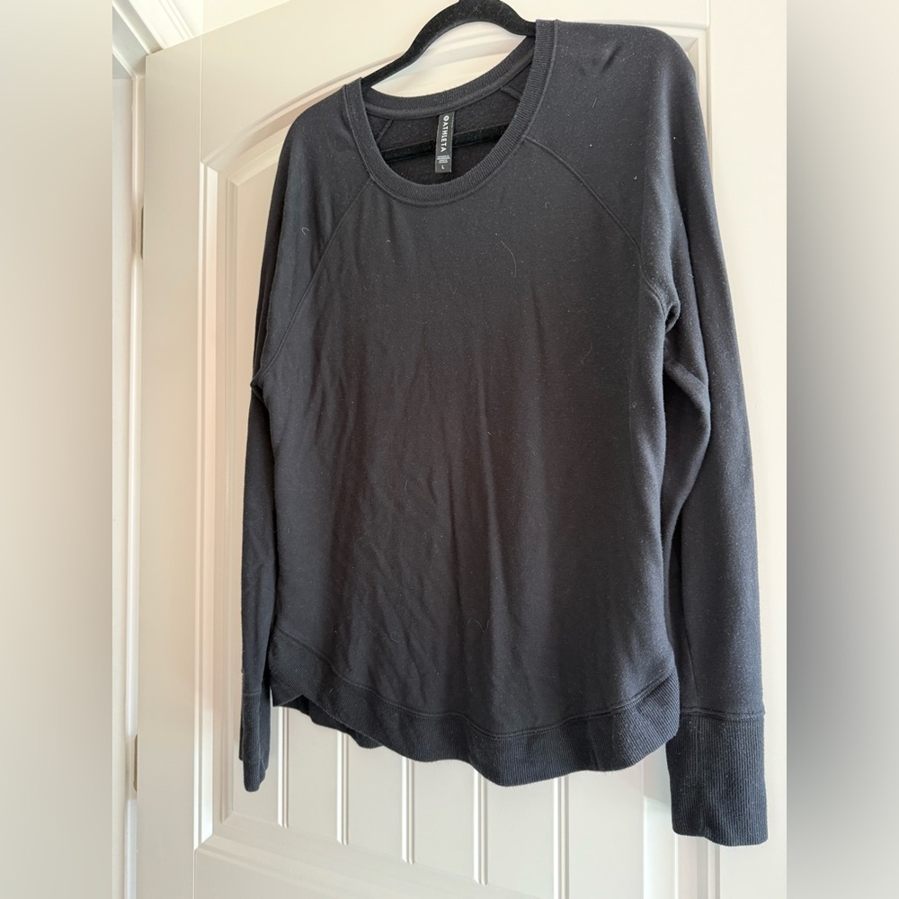 Athleta Black Long-Sleeve Crewneck Sweatshirt